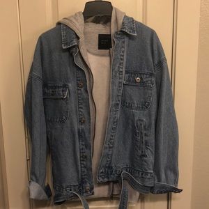 Zara Demin Jacket with gray underjacket